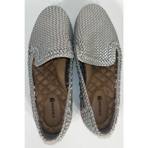 Birdies silver flat loafers